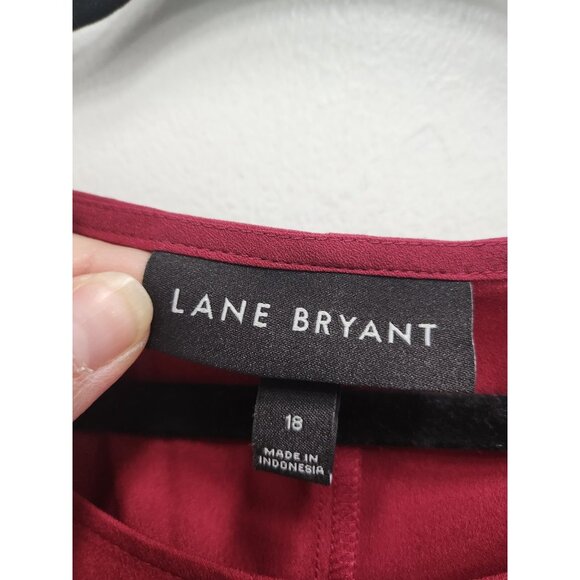 Lane Bryant Womens Blouse Top Size 18 Maroon Cold Shoulder Keyhole Neck Casual - Picture 4 of 10